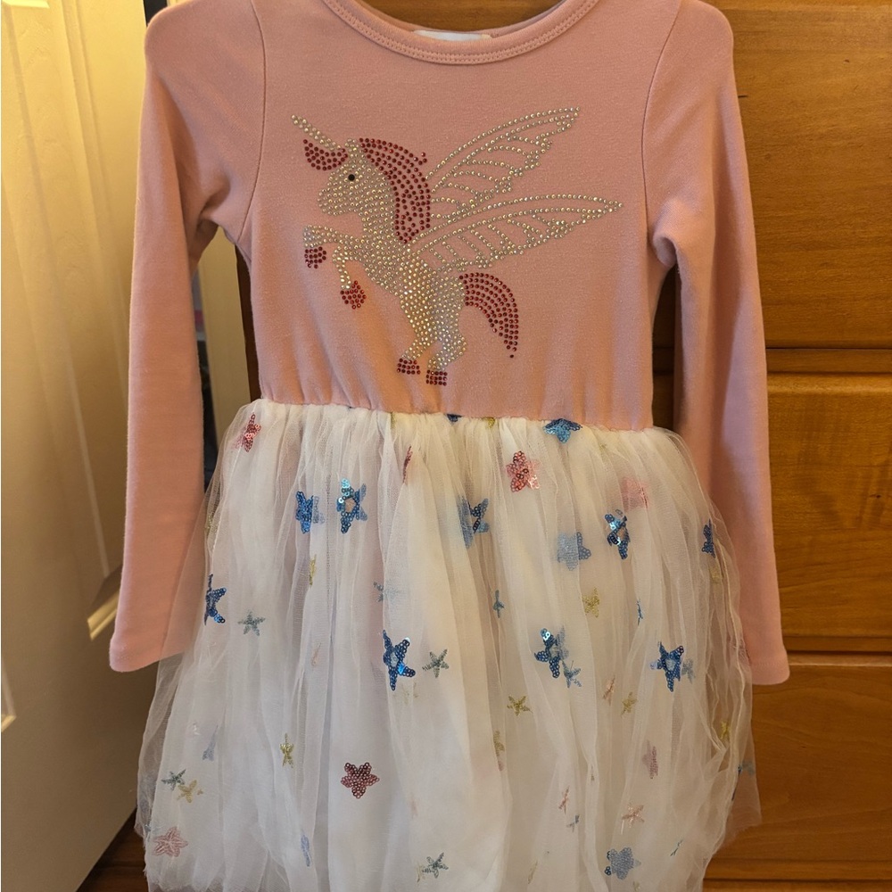 Lola + The Boys Pink Sparkle Unicorn Dress
